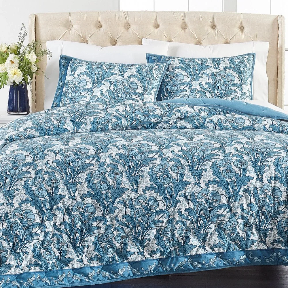 Martha Stewart Collection Nouveau Floral Velvet Quilt, Full/Queen